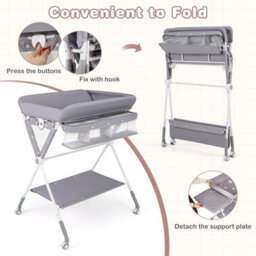 Gainoom Portable Baby Changing Table Foldable Diaper Changing Station W/ 3-Level Adjustable Height - thumbnail 5