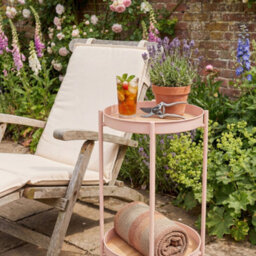 Nöa & Nani Noa & Nani Flora Round Small Metal Outdoor Side Table Garden End Patio Table For Balcony & Deck In Pink - thumbnail 3