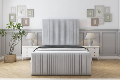 "Sloomy Kingsley Silver Naples Bed Frame With 50"" Upholstered Headboard 5' King" - image 1