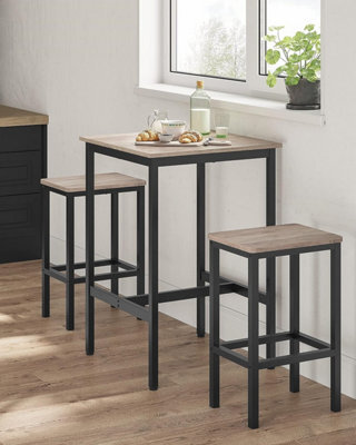 Songmics Square Tall Table, Heavy-Duty Steel Frame Kitchen Living Room, Industrial Style, Greige And Black - Stools Not Included - image 1