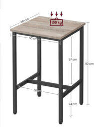 Songmics Square Tall Table, Heavy-Duty Steel Frame Kitchen Living Room, Industrial Style, Greige And Black - Stools Not Included - thumbnail 8