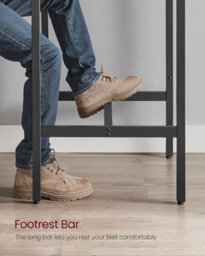 Songmics Square Tall Table, Heavy-Duty Steel Frame Kitchen Living Room, Industrial Style, Greige And Black - Stools Not Included - thumbnail 5