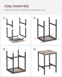 Songmics Square Tall Table, Heavy-Duty Steel Frame Kitchen Living Room, Industrial Style, Greige And Black - Stools Not Included - thumbnail 2