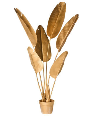 Wyld And Coco 123Cm Artificial Potted Banana Tree Gold With Cement Base - Indoor Decor - image 1