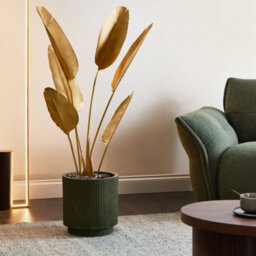Wyld And Coco 123Cm Artificial Potted Banana Tree Gold With Cement Base - Indoor Decor - thumbnail 2