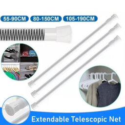 Spring Loaded Extendable Telescopic Tension Curtain Rod For Net Voile Curtains - thumbnail 1