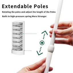 Spring Loaded Extendable Telescopic Tension Curtain Rod For Net Voile Curtains - thumbnail 2