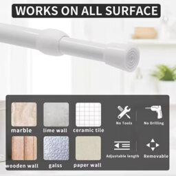 Spring Loaded Extendable Telescopic Tension Curtain Rod For Net Voile Curtains - thumbnail 5