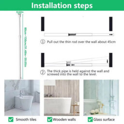 Spring Loaded Extendable Telescopic Tension Curtain Rod For Net Voile Curtains - thumbnail 3