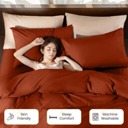 Aspire Homeware Rust Duvet Cover Set, Soft Microfiber & Reversible, King (L)220Cm X (W)230Cm - thumbnail 4