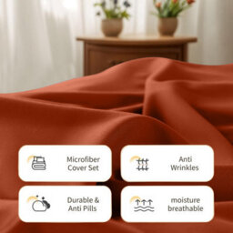 Aspire Homeware Rust Duvet Cover Set, Soft Microfiber & Reversible, King (L)220Cm X (W)230Cm - thumbnail 3