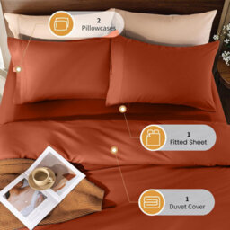 Aspire Homeware Rust Duvet Cover Set, Soft Microfiber & Reversible, King (L)220Cm X (W)230Cm - thumbnail 2