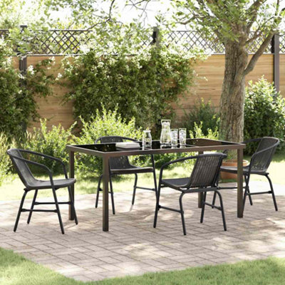 Berkfield Garden Dining Set 5 Pcs Black Poly Rattan - image 1
