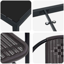 Berkfield Garden Dining Set 5 Pcs Black Poly Rattan - thumbnail 9