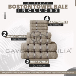 Gc Gaveno Cavailia 8 Piece Bostonian Oasis Towel Bale Set Silver Quick Dry And Super Obsorbent Towel - thumbnail 2