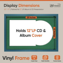 "AK Frames 25X17"" Navy Blue Sleek Vinyl Record Frame With Emerald Mount For 12 Inch Lp Cover & Disc - Overlapped Design" - thumbnail 2