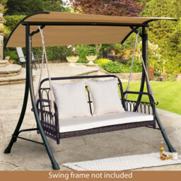 Costway 2-Person Patio Wicker Swing Chair Hanging Outdoor Swing Bench W/ Cushions - thumbnail 4
