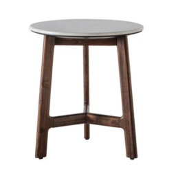 Xample Gallery Barcelona Marble Top Side Table White Marble Surface, Solid Acacia Wood Base, Mid-Century Design, H55 X W50 Cm - thumbnail 4