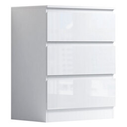 Fwstyle Stora 3 Drawer White Gloss Chest Of Drawers (H) 77 (W) 60 (D) 40Cm Extra Deep 14Cm Drawers - thumbnail 7