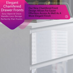 Fwstyle Stora 3 Drawer White Gloss Chest Of Drawers (H) 77 (W) 60 (D) 40Cm Extra Deep 14Cm Drawers - thumbnail 4