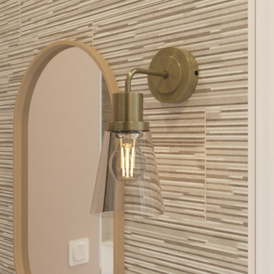 GoodHome Bobwhite Antique Brass Effect Wired Bathroom Wall Light - image 1
