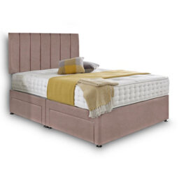 Dining Tables Oslo Matching Headboard Divan Set, 2 Drawer On Same Side With Sprung 1500 Comfort Mattress - Plush Dusty Pink - Double - thumbnail 4