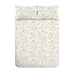 Bianca Fine Linens Thea Floral 200 Thread Count Cotton Reversible King Duvet Cover Set With Pillowcases Green - thumbnail 5