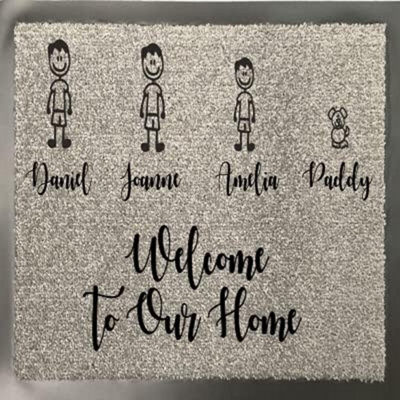 One Of A Kind Design Uk Personalised 4 Character Nylon Doormat - Grey (40Cm X 60Cm) - image 1