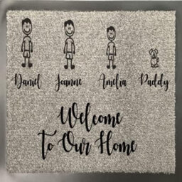 One Of A Kind Design Uk Personalised 4 Character Nylon Doormat - Grey (40Cm X 60Cm) - thumbnail 1