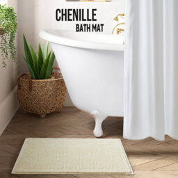 Ameha Cream Chenille Mat 40X60Cm, Extra Soft, Non-Slip, Absorbent Bath Rug & Doormat