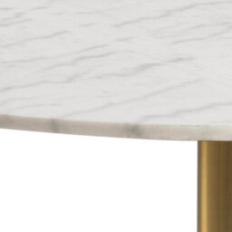 Furniture To Go Corby Round Dining Table With White Polished Marble Top & Gold Base Inc 4 Brooke Dining Chairs With Armrests In Taupe - thumbnail 3