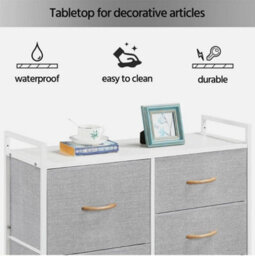 Fabric Chest Of Drawers, Bedroom Storage Organizer Unit W/ 5 Drawers Metal Frame - thumbnail 5