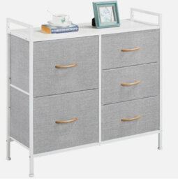 Fabric Chest Of Drawers, Bedroom Storage Organizer Unit W/ 5 Drawers Metal Frame - thumbnail 2
