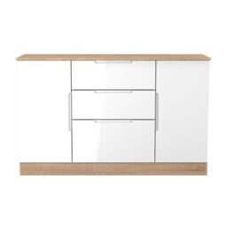 Messina Ready Assembled Gloss Bardolino Oak Effect 3 Drawer Sideboard (H)785mm (W)1254mm (D)400mm - thumbnail 2