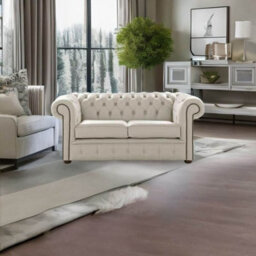 Chesterfield 2 Seater Shelly Seely Leather Sofa Settee Bespoke In Classic Style - thumbnail 2