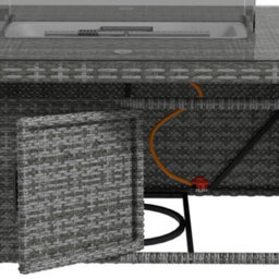 Wyld Haus Ravezi Rattan Grey 6-Seater Garden Dining Set With Central Fire Pit Table And Glass Windscreen - thumbnail 9