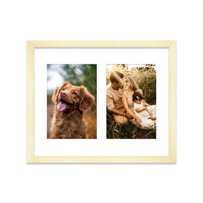 10X8 Inch 2 Opening Photo Collage Frame, Display Two 6X4 Inch Photos, Multi Aperture Family Picture Frame, Gold - image 1