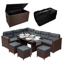 Jardí Brown Rattan Corner Furniture Set & Large Garden Storage Box - thumbnail 1