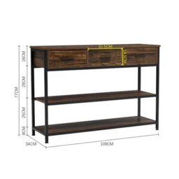 Hallway Entryway Console Table With Drawers Shelves Industrial Style Side Table - thumbnail 2