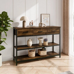 Hallway Entryway Console Table With Drawers Shelves Industrial Style Side Table - thumbnail 4