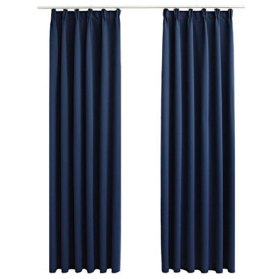 Berkfield Elegant Blackout Curtains With Hooks 2 Pcs Blue 140X225 Cm