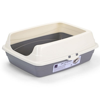 Taylor & Brown Tall Open Top Cat Litter Tray With Detachable Rim, Large Cat And Kitten Toilet Box With Anti Scatter Splash Guard - image 1