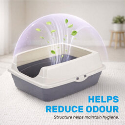 Taylor & Brown Tall Open Top Cat Litter Tray With Detachable Rim, Large Cat And Kitten Toilet Box With Anti Scatter Splash Guard - thumbnail 6