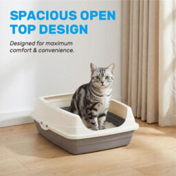 Taylor & Brown Tall Open Top Cat Litter Tray With Detachable Rim, Large Cat And Kitten Toilet Box With Anti Scatter Splash Guard - thumbnail 4
