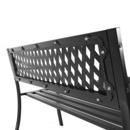 Birchtree 3 Seater Garden Bench Slat Steel Lattice Style Park Patio Outdoor Furniture Seat Chair Metal C072 Black - thumbnail 7