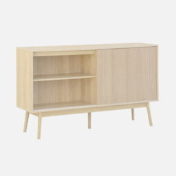 Sweeek - 2-Door Scandi-Style Buffet With Wood Effect Natural 150X39.5X90 Cm - Linear - thumbnail 4