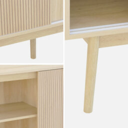 Sweeek - 2-Door Scandi-Style Buffet With Wood Effect Natural 150X39.5X90 Cm - Linear - thumbnail 7
