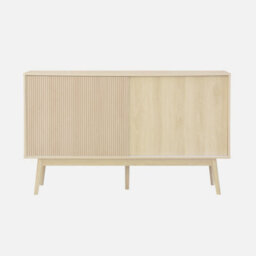Sweeek - 2-Door Scandi-Style Buffet With Wood Effect Natural 150X39.5X90 Cm - Linear - thumbnail 2