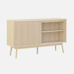 Sweeek - 2-Door Scandi-Style Buffet With Wood Effect Natural 150X39.5X90 Cm - Linear - thumbnail 3