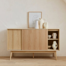 Sweeek - 2-Door Scandi-Style Buffet With Wood Effect Natural 150X39.5X90 Cm - Linear - thumbnail 9
